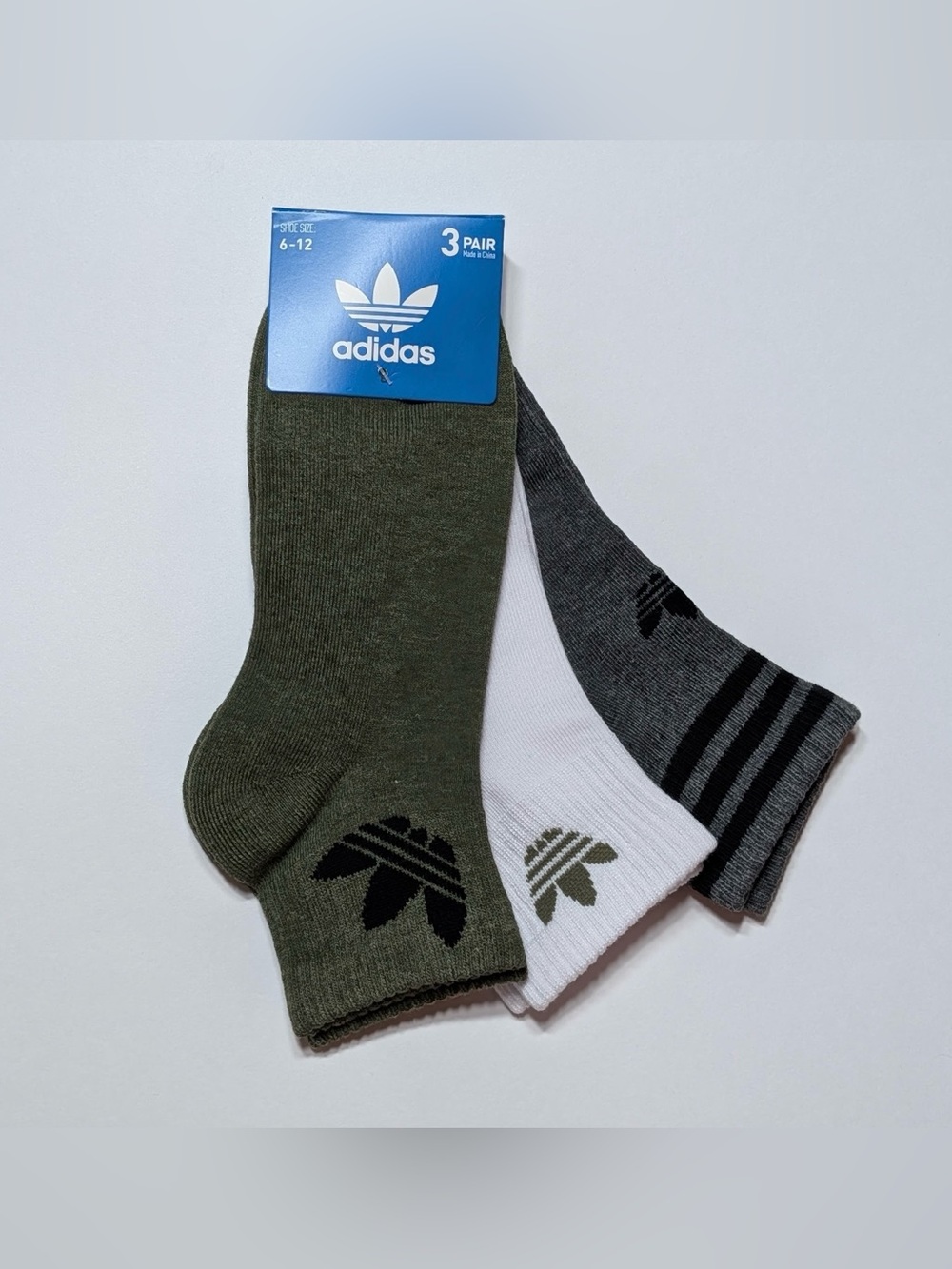 Adidas originals Trefoil Athletic Sport Cushioned Quarter Ankle Socks 
3-Pack